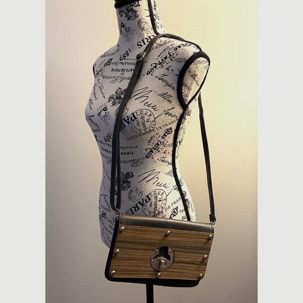 Purse with Wood Effect Shoulder bag, Crossbody or Clutch